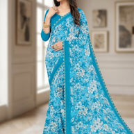 Exclusive Printed Saree with Blouse Piece for Elegant Ethnic Look  | CAS-MILK POWDER