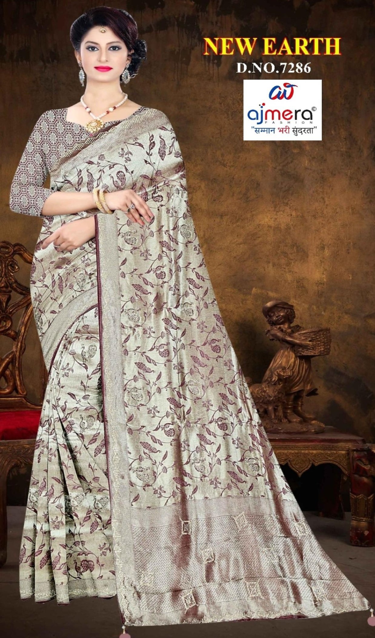 Graceful Jacquard Silk Saree with Blouse Piece for Timeless Ethnic Fashion | PLP-NEW EARTH