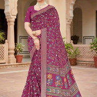 Classic Printed Saree with Blouse Piece for Timeless Traditional Style | GLC-KANCHI SILK-1