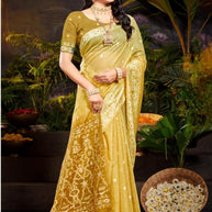 Fashionable Jacquard Silk Saree with Blouse Piece for Special Events | SOJ-KARISHMA COTTON