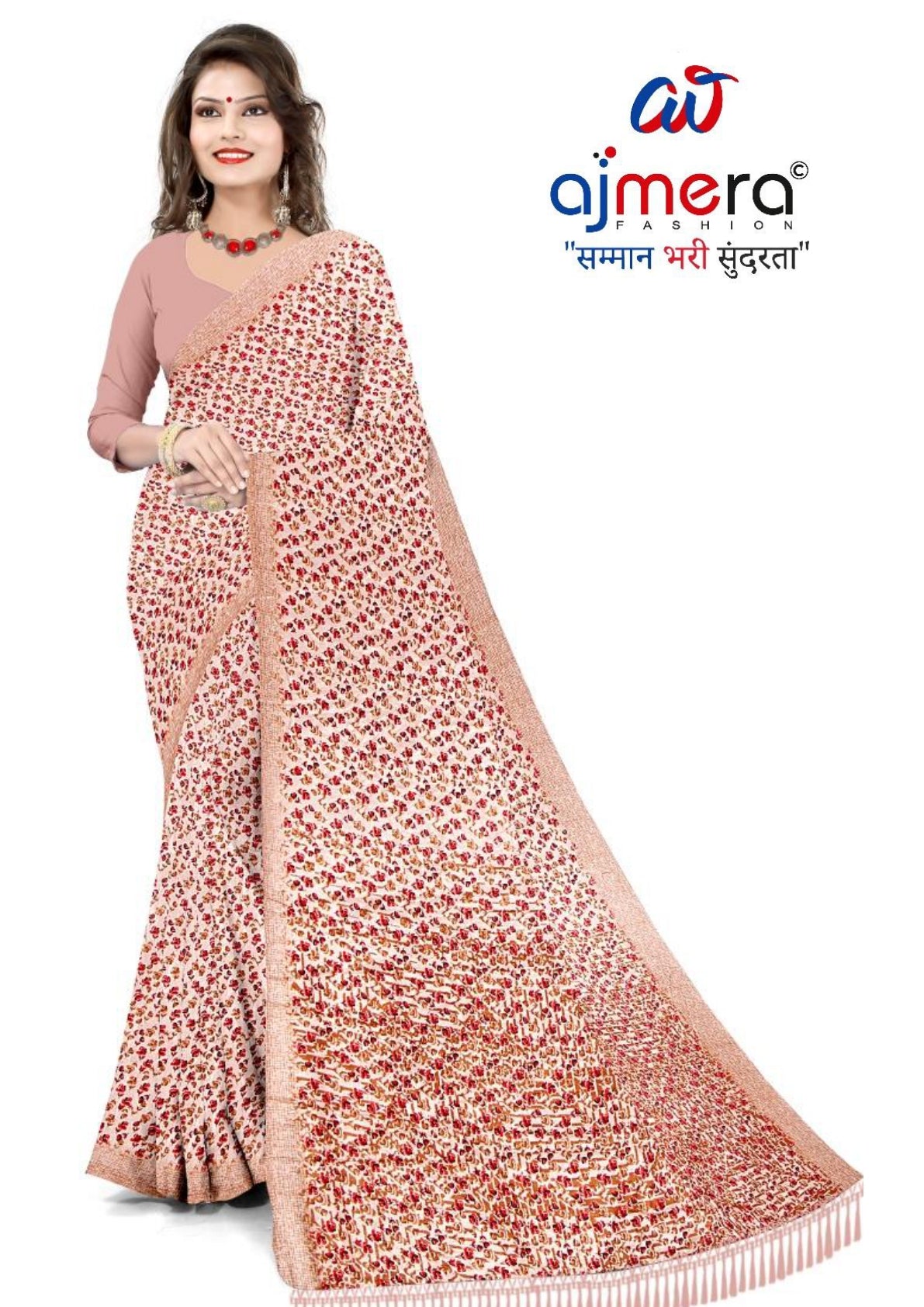 Vichitra Print Loose Saree without Blouse for Premium Ethnic and Traditional Wear | CAS-TATA SKY