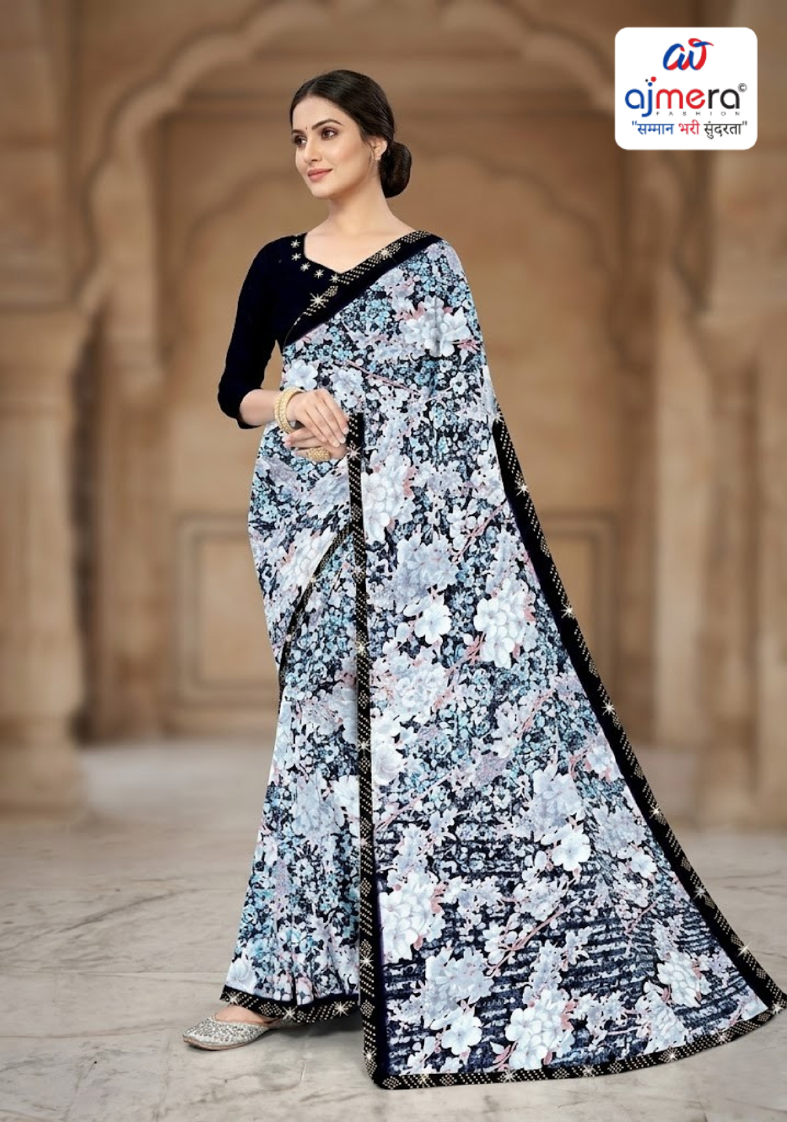 Beautiful Printed Saree with Blouse Piece for Cultural Celebrations | CAS-SILK GEORGEATE