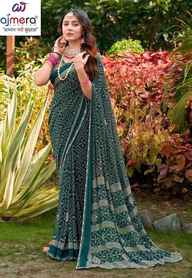 Elegant Printed Saree with Designer Blouse Piece for Festive Wear | VDT-DISCO-10