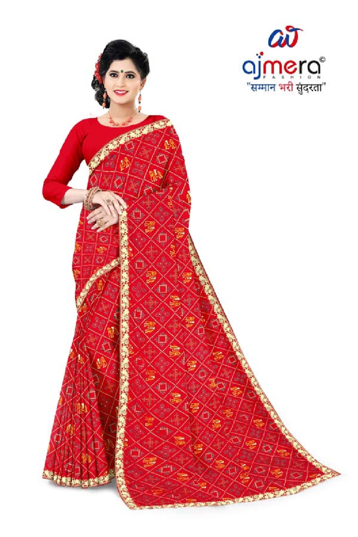 Chiffon Print Loose Saree with Blouse for Premium Ethnic and Traditional Wear | TD-SWEET LADY