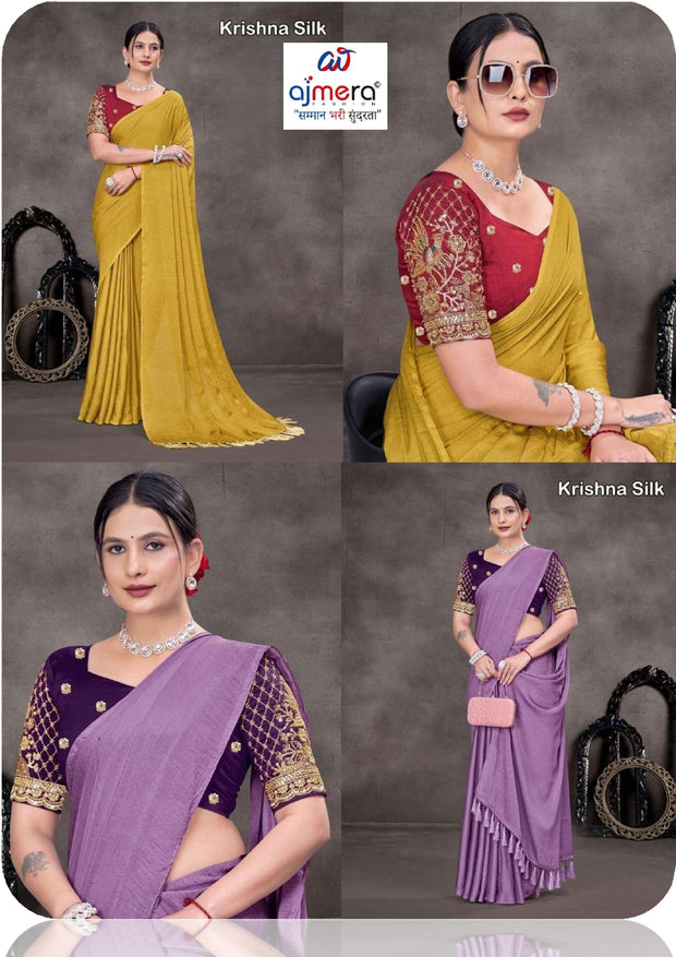 Trendy Dyed Matching Saree with Blouse Piece for Premium Ethnic and Traditional Wear | RLL-KRISHNA SILK-1