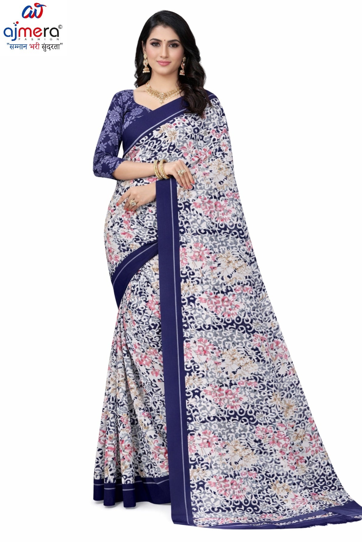 Linen Jari Print Loose Saree with Blouse for Premium Ethnic and Traditional Wear | SBI-SATIN SILK