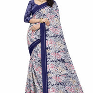 Linen Jari Print Loose Saree with Blouse for Premium Ethnic and Traditional Wear | SBI-SATIN SILK