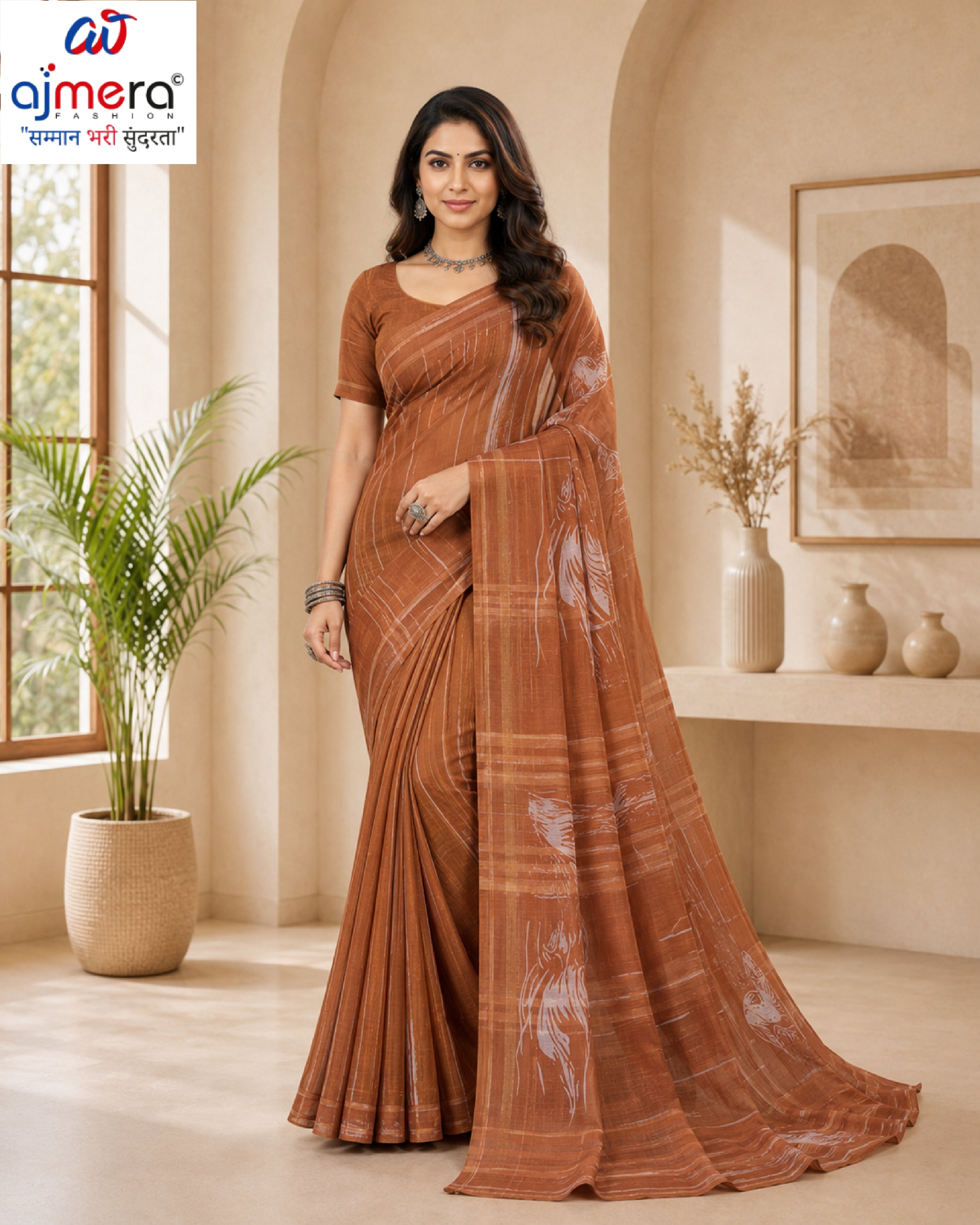 Weightless Print Loose Saree with Blouse for Premium Ethnic and Traditional Wear | CAS-DIAMOND CITY