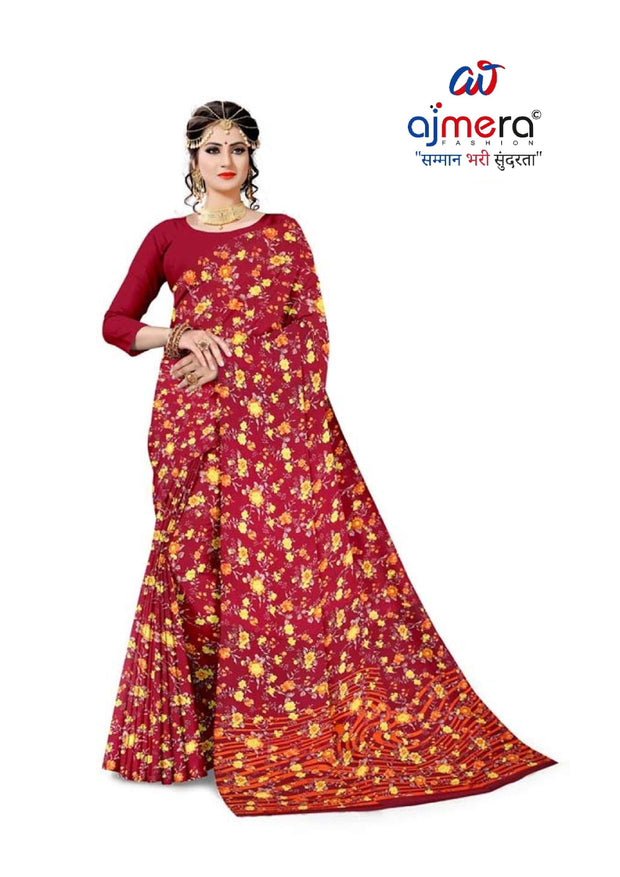Weightless Print Loose Saree with Blouse for Premium Ethnic and Traditional Wear | TD-NIKE