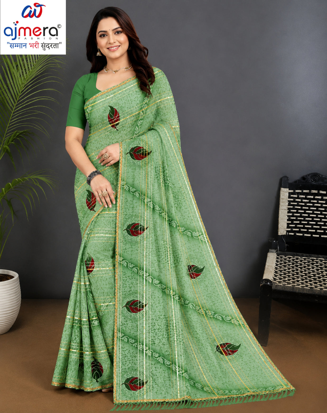 Premium Printed Saree with Matching Blouse Piece for Ethnic Elegance  | GPT-BIJLI-1