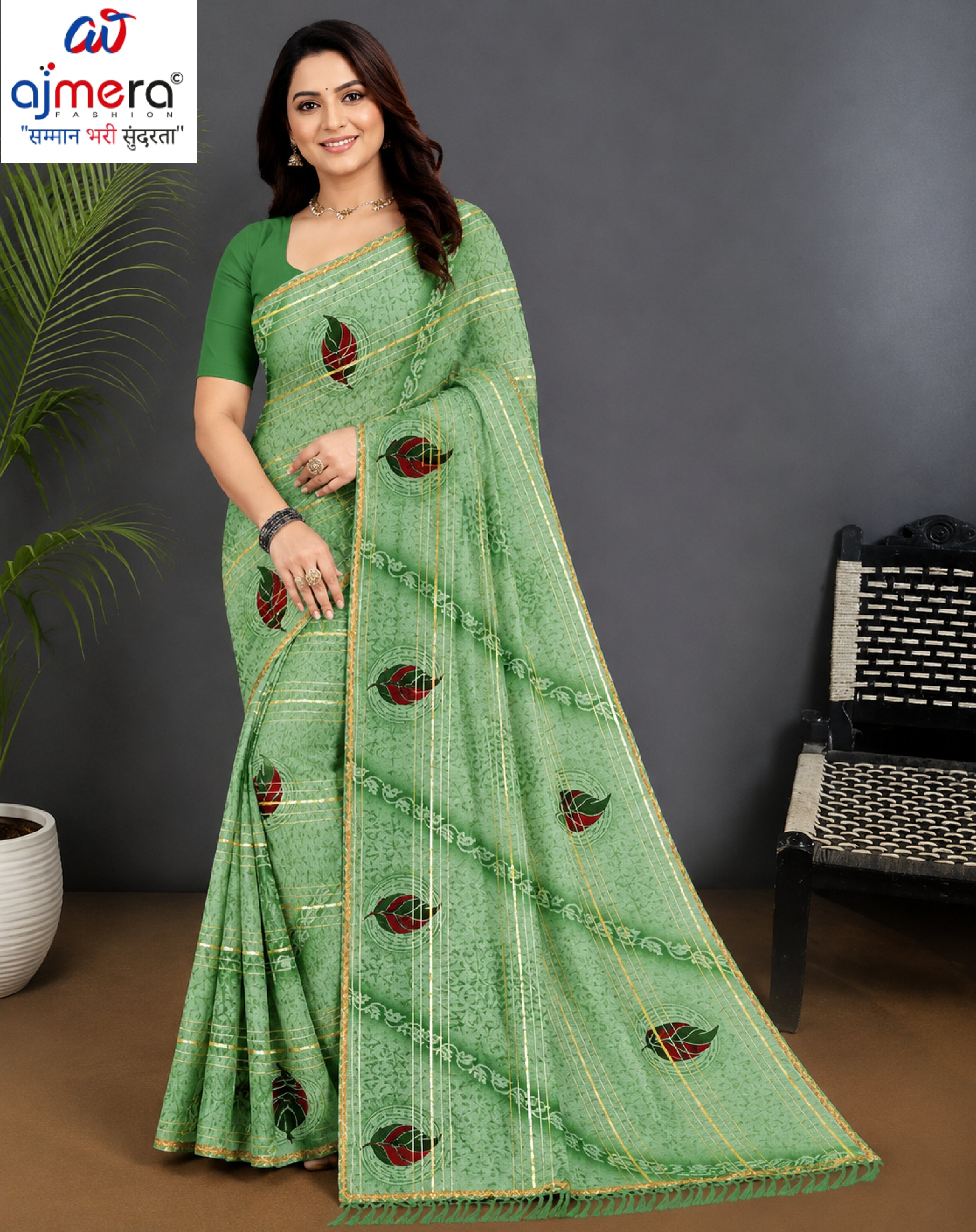 Premium Printed Saree with Matching Blouse Piece for Ethnic Elegance  | GPT-BIJLI-1