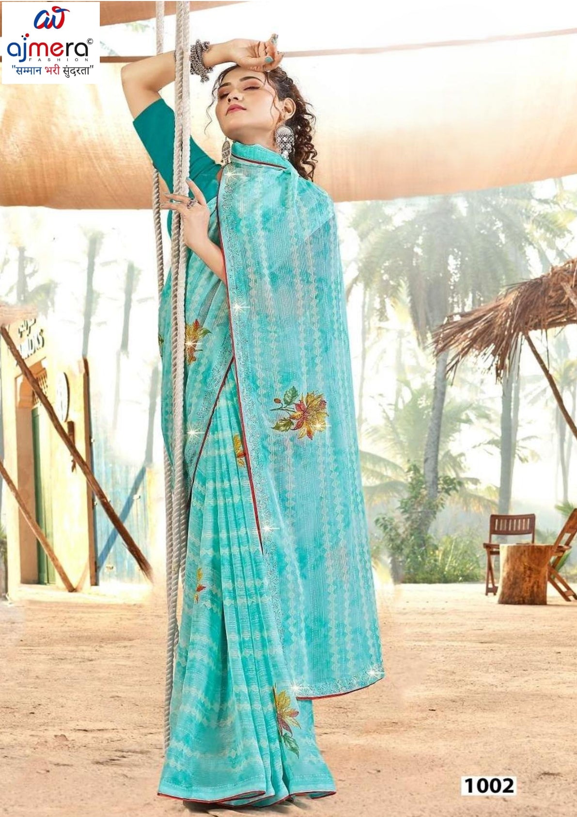 Fashionable Printed Saree with Blouse Piece for Festive Collection  | PRM-MASKA