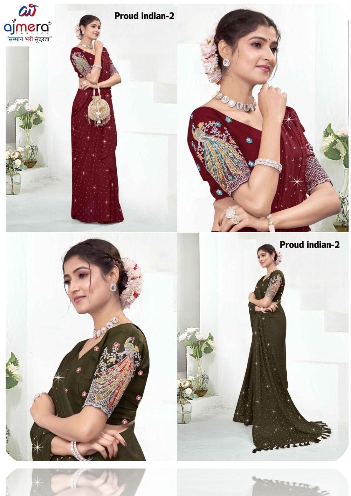 Georgette Dyed Matching Saree Wholesaler with Blouse Piece for Premium Ethnic and Traditional Wear | RLL-PROUD INDIAN-2