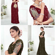Georgette Dyed Matching Saree Wholesaler with Blouse Piece for Premium Ethnic and Traditional Wear | RLL-PROUD INDIAN-2