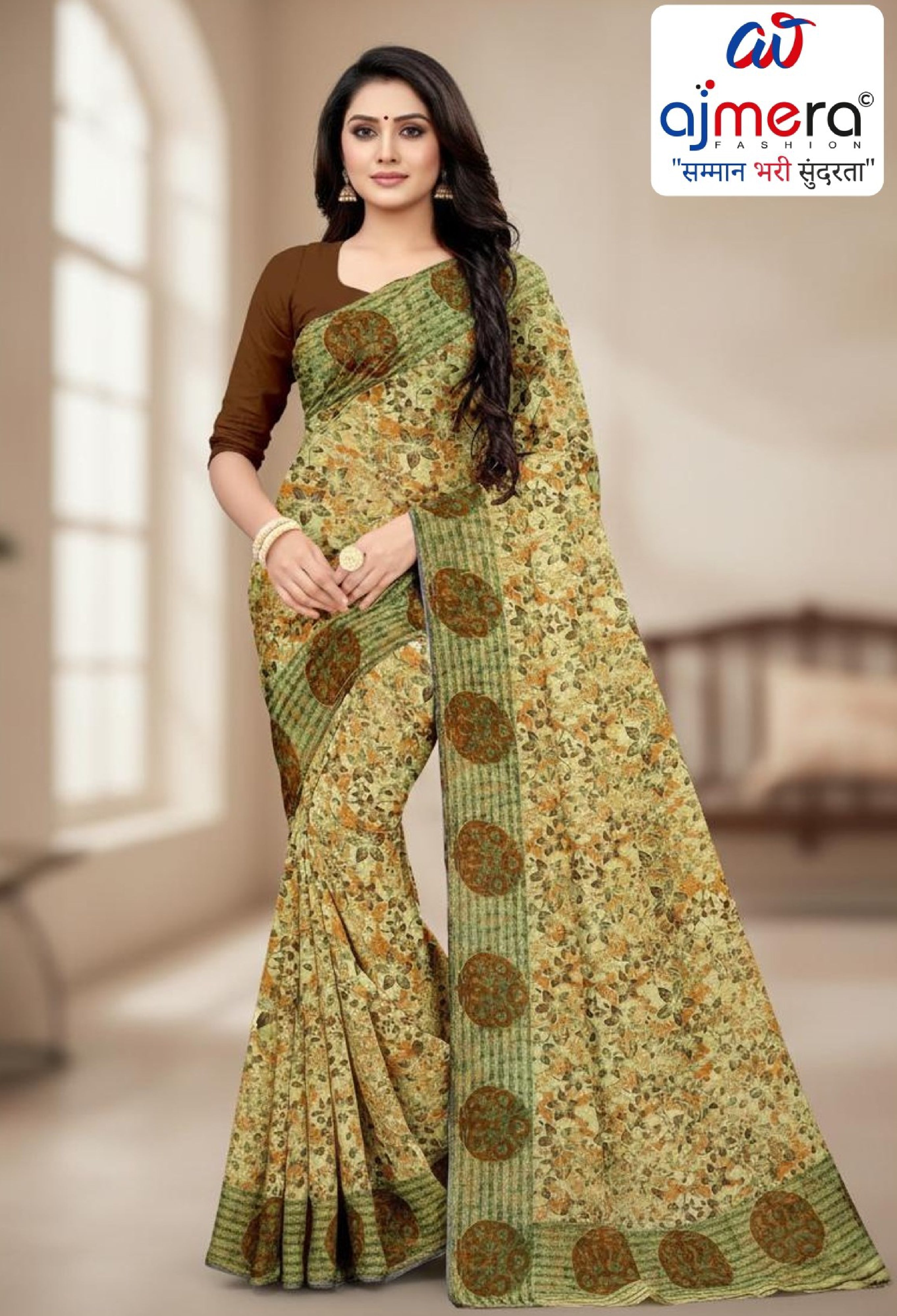 Weightless Print Loose Saree without Blouse for Premium Ethnic and Traditional Wear | APAR-BMW