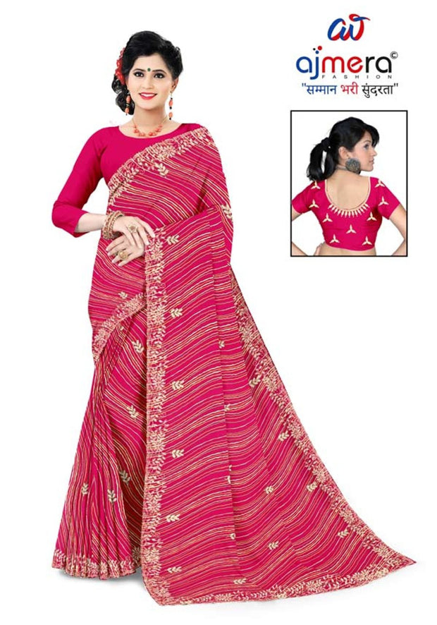 Premium Printed Saree with Matching Blouse Piece for Ethnic Elegance  | TD-TANVI