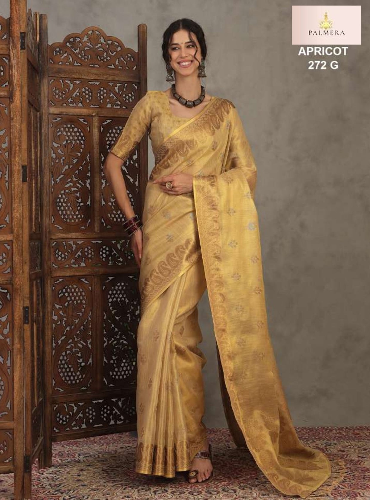 Apricot Linen Saree with Blouse for Premium Ethnic and Designer Wear | ALL-APRICOT-272