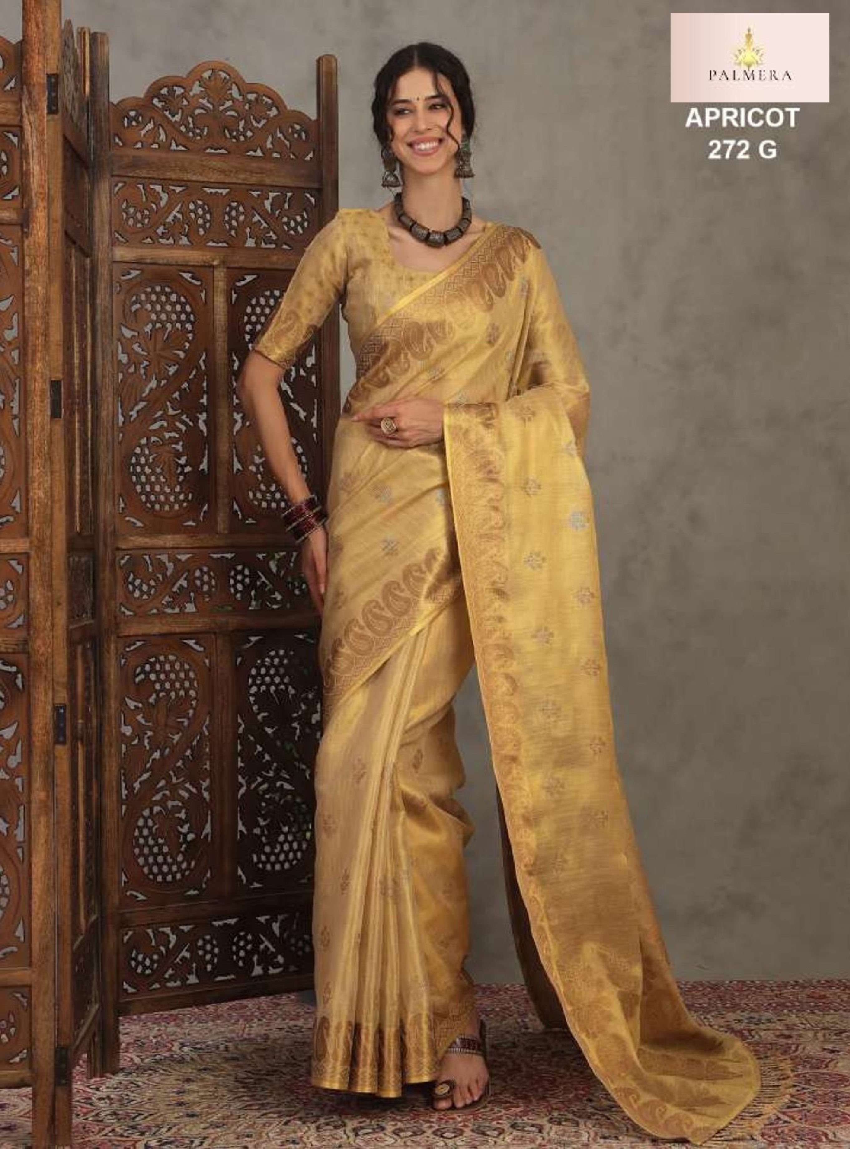 Apricot Linen Saree with Blouse for Premium Ethnic and Designer Wear | ALL-APRICOT-272