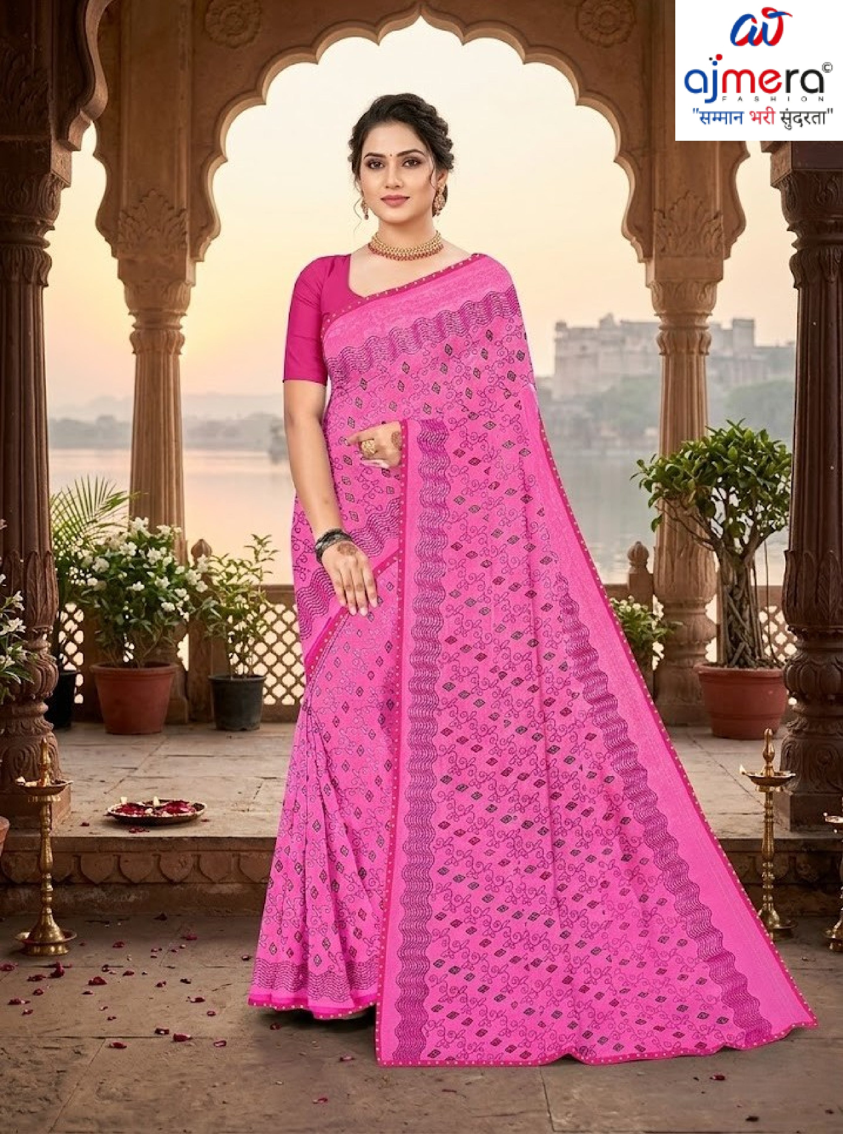 Chic Printed Saree with Blouse Piece for Sophisticated Ethnic Style | GPT-DHAMAKEDAR-4