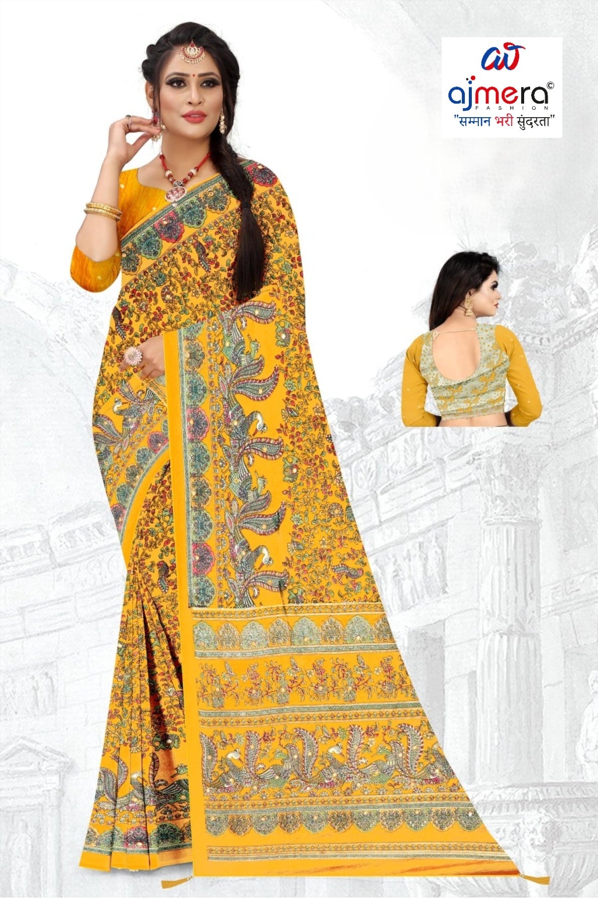 Classic Printed Saree without Blouse for Timeless Traditional Style  | GLC-KALASH