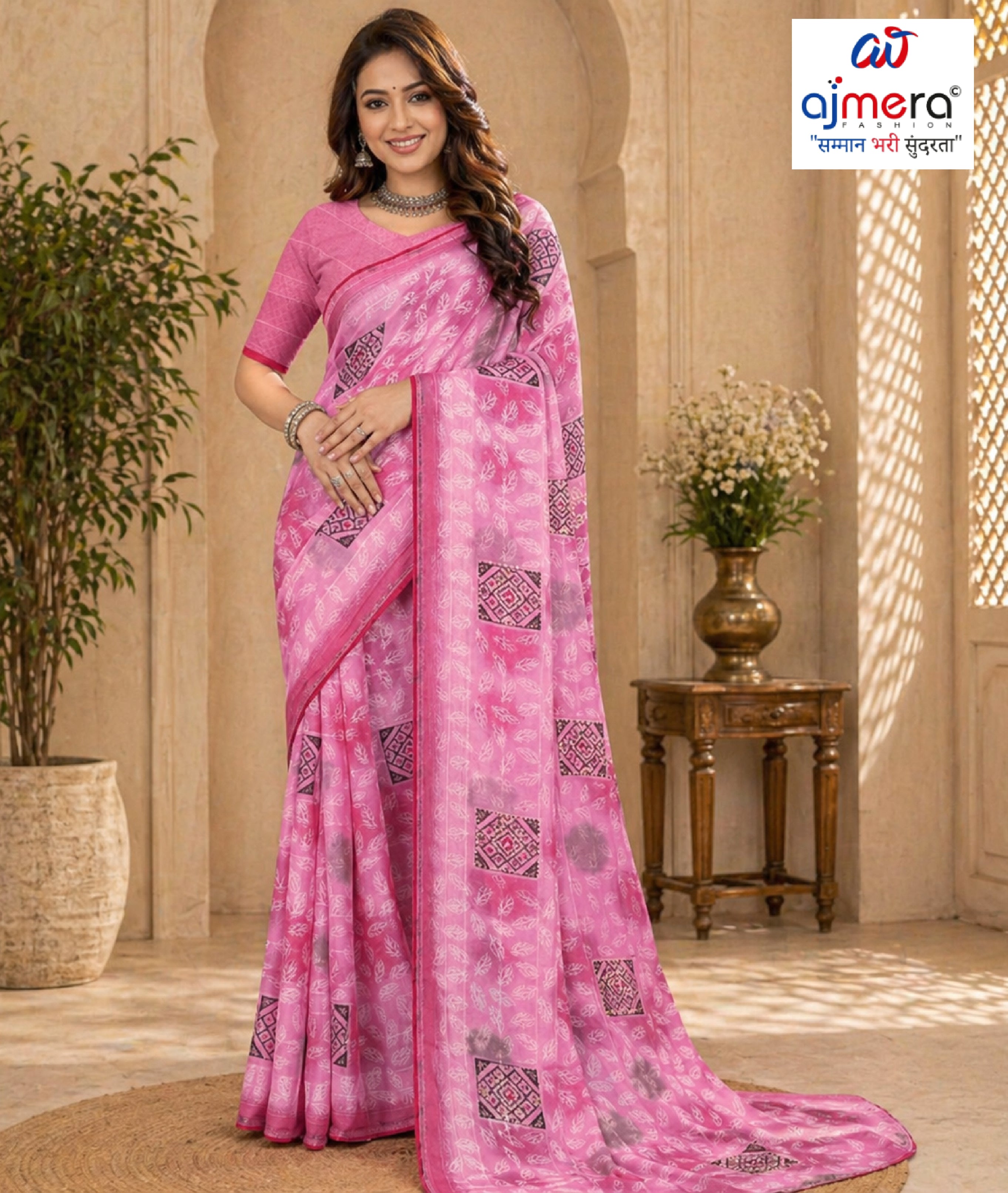 Chic Printed Saree with Blouse Piece for Sophisticated Ethnic Style  | TTS-EKNOOR