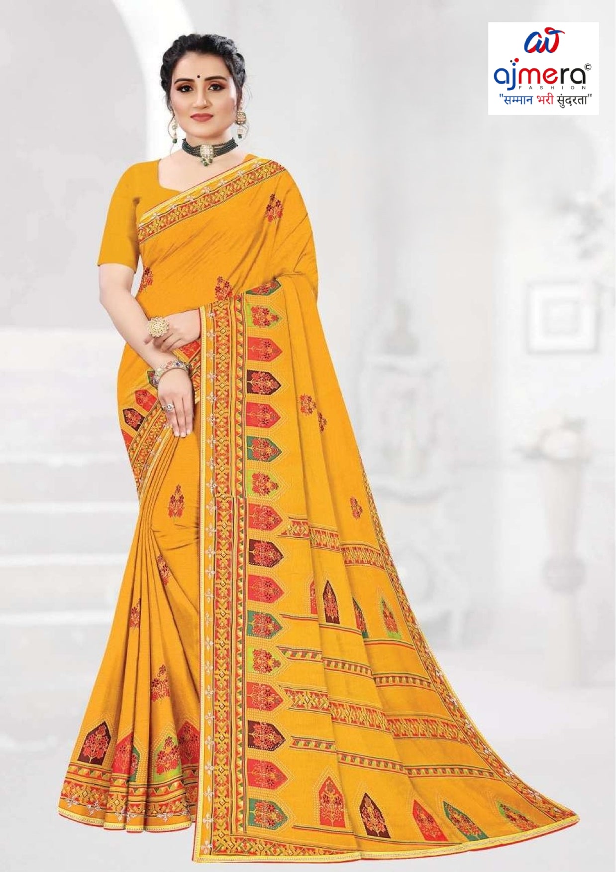 Fashionable Printed Saree with Blouse Piece for Festive Collection | GLC-LARA CHIFFION
