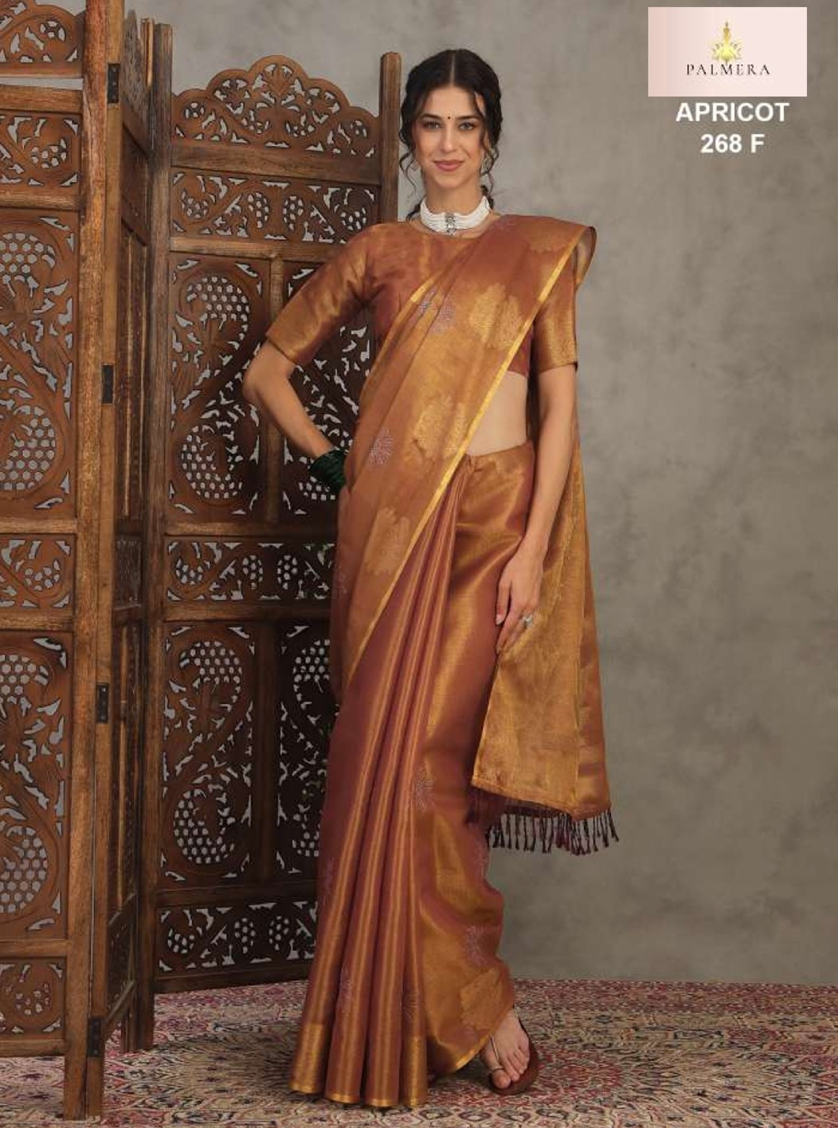 Apricot Linen Saree with Blouse for Premium Ethnic and Festive Wear | ALL-APRICOT-268