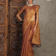 Apricot Linen Saree with Blouse for Premium Ethnic and Festive Wear | ALL-APRICOT-268