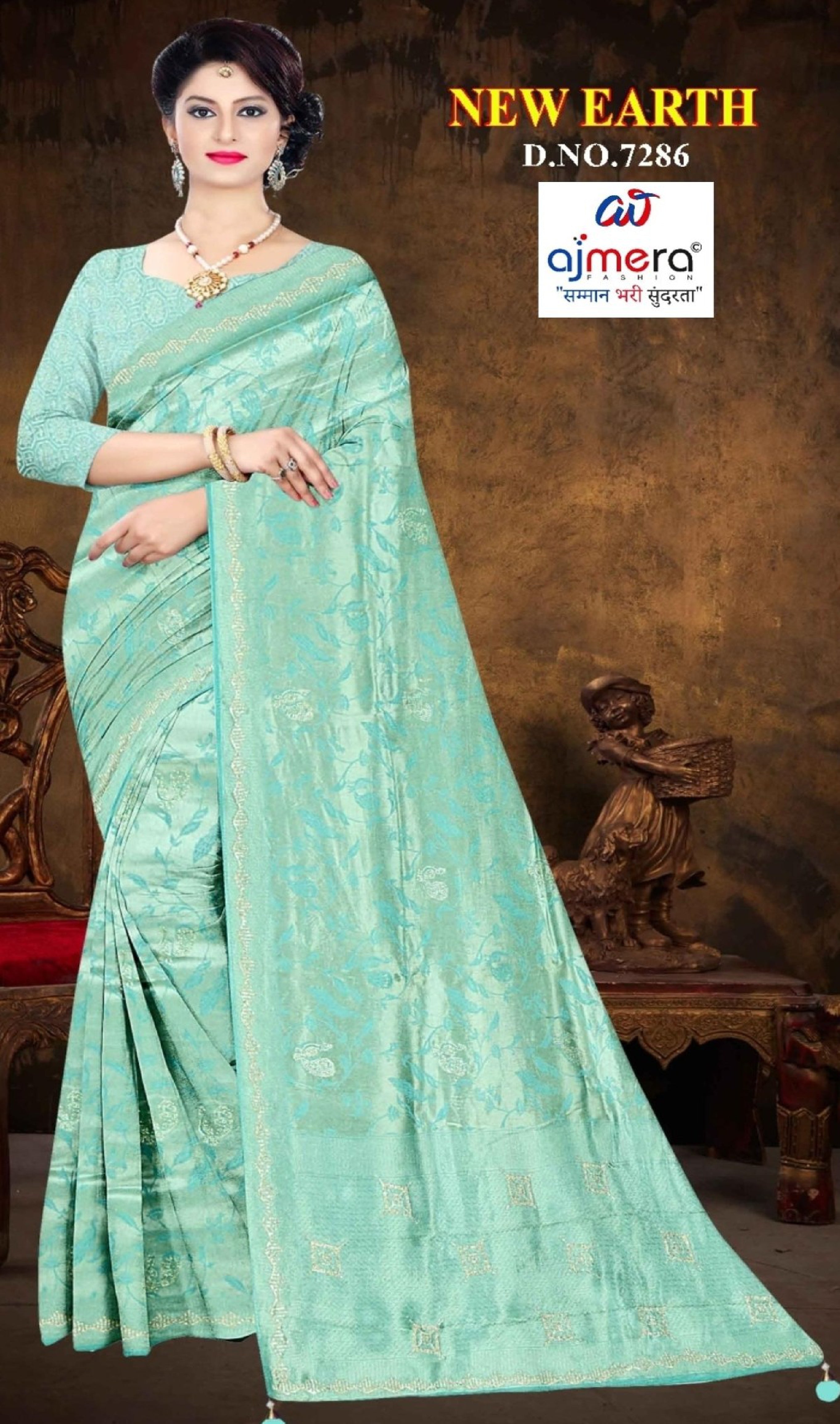 Graceful Jacquard Silk Saree with Blouse Piece for Timeless Ethnic Fashion | PLP-NEW EARTH