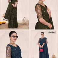 Georgette Soft Lycra Matching Saree with Blouse Piece for Premium Ethnic and Traditional Wear | RLL-JINISHA-1