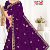 Glamorous Rapier Silk Matching Saree With Blouse Piece | VKM-OCEN