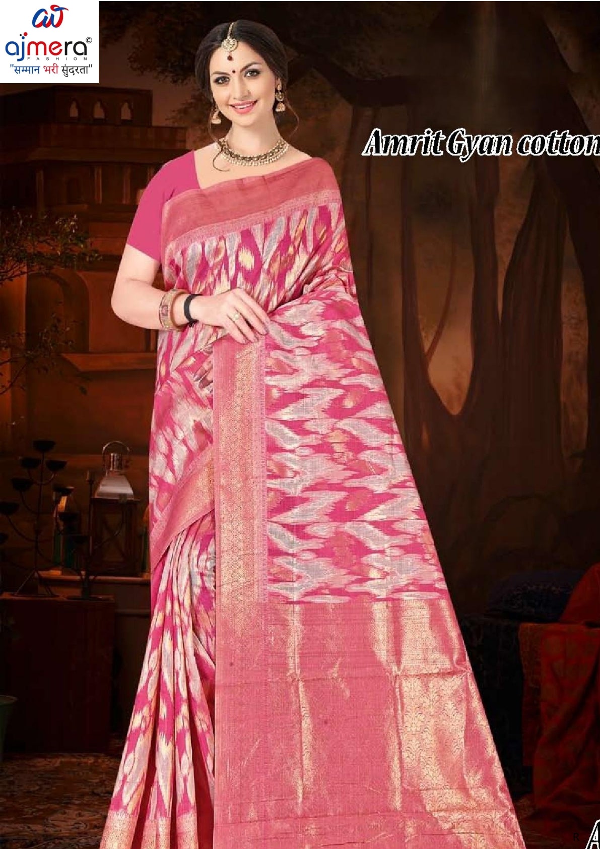 Luxury Jacquard Silk Saree without Blouse for Wedding & Party Wear | TUL-AMRIT GYAN COTTON