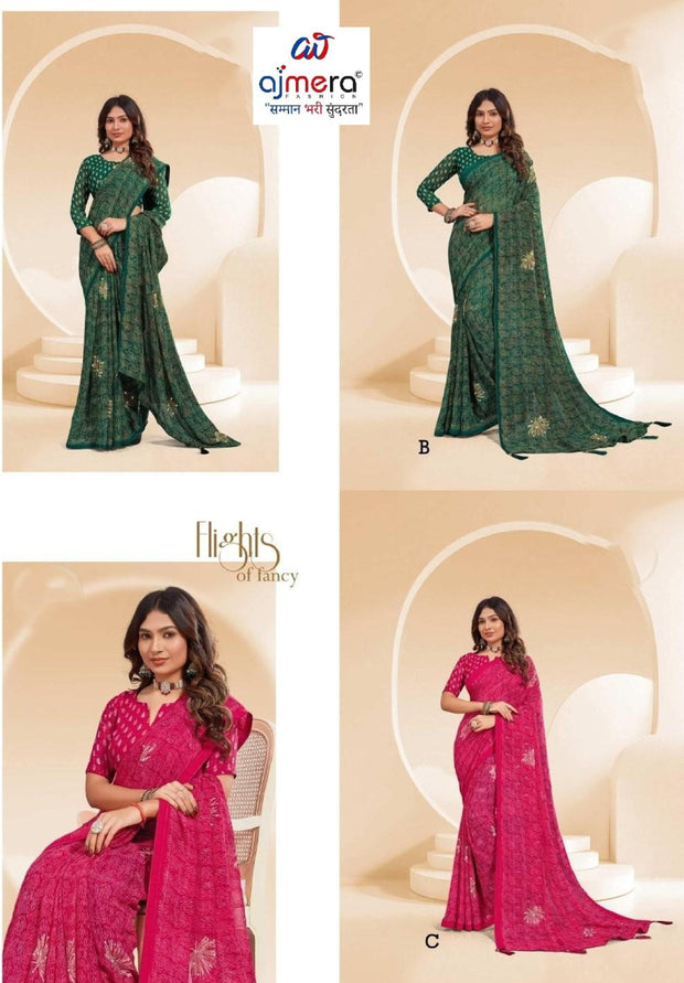 Fashionable Printed Saree with Blouse Piece for Festive Collection  | RDD-JYOTHI