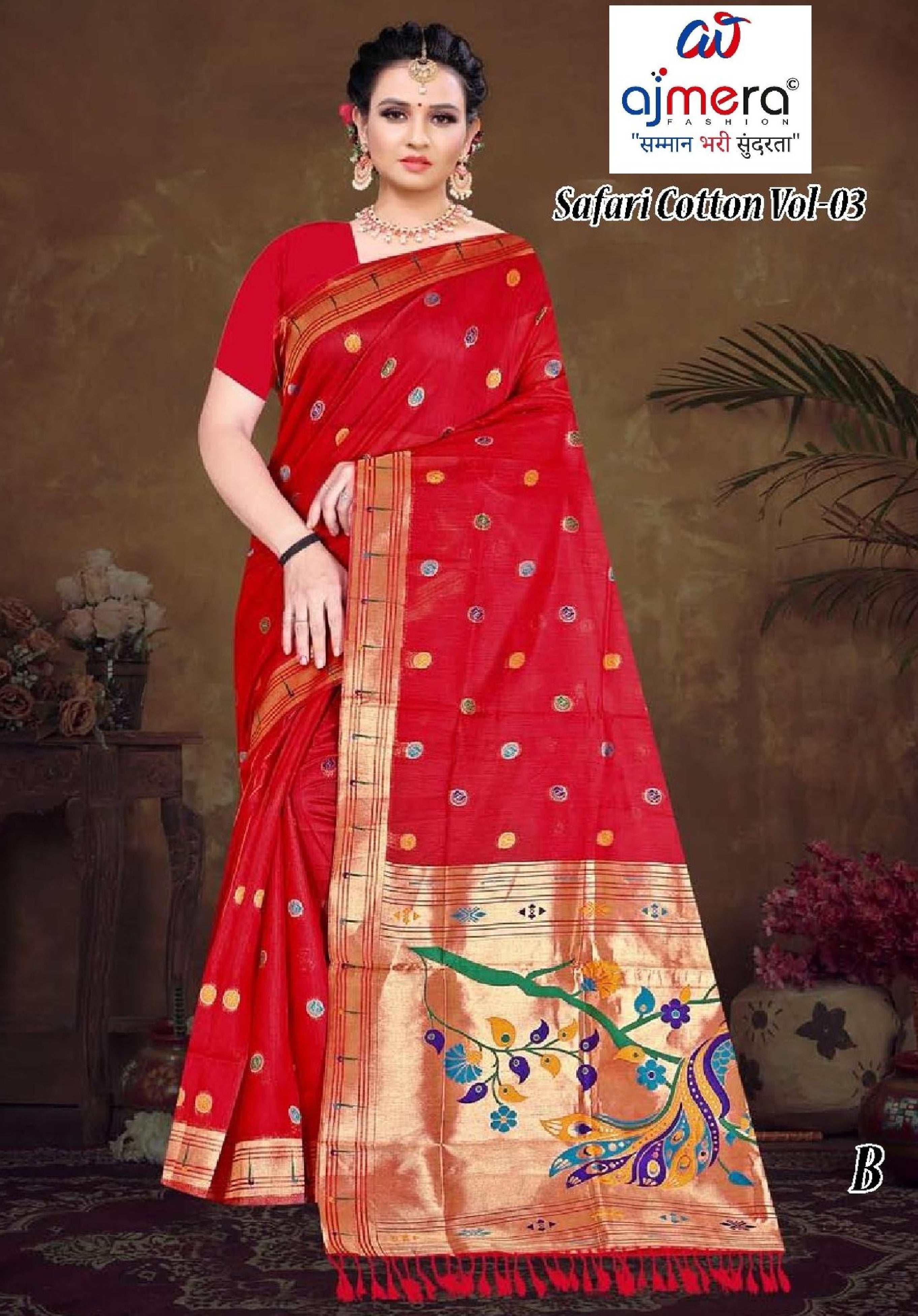 Stylish Jacquard Silk Saree with Blouse Piece for Festive Collection | TUL-SAFARI COTTON VOL-03