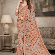 Exclusive Printed Saree with Blouse Piece for Elegant Ethnic Look  | CAS-MILK POWDER