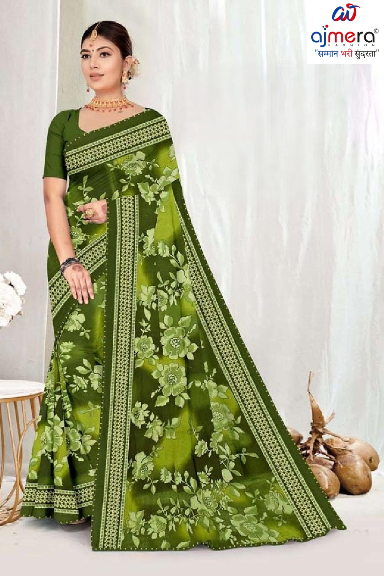 Elegant Printed Saree with Designer Blouse Piece for Festive Wear  | GPT-DHAMAKEDAR-5
