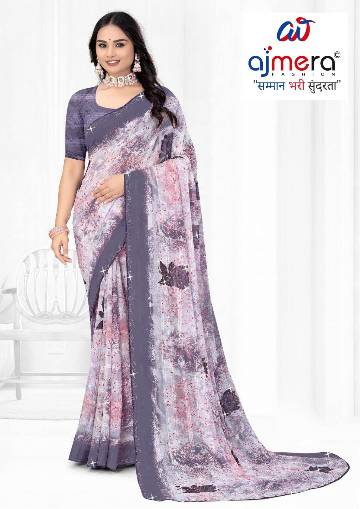 Weightless Print Loose Saree with Blouse for Premium Ethnic and Traditional Wear | TTS-SAJILI