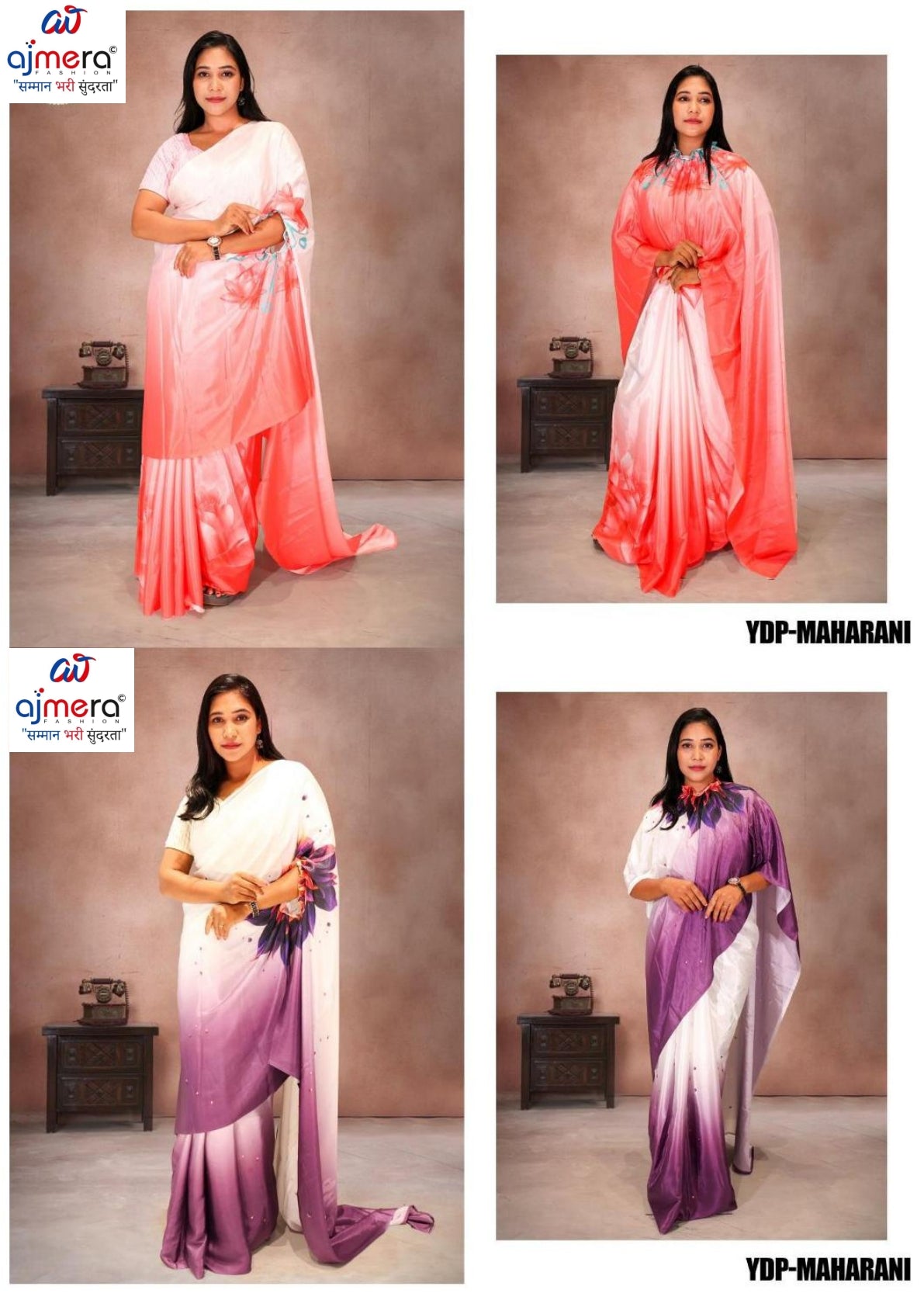 Chinon Print Loose Saree with Blouse for Premium Ethnic and Traditional Wear | YDP-MAHARANI