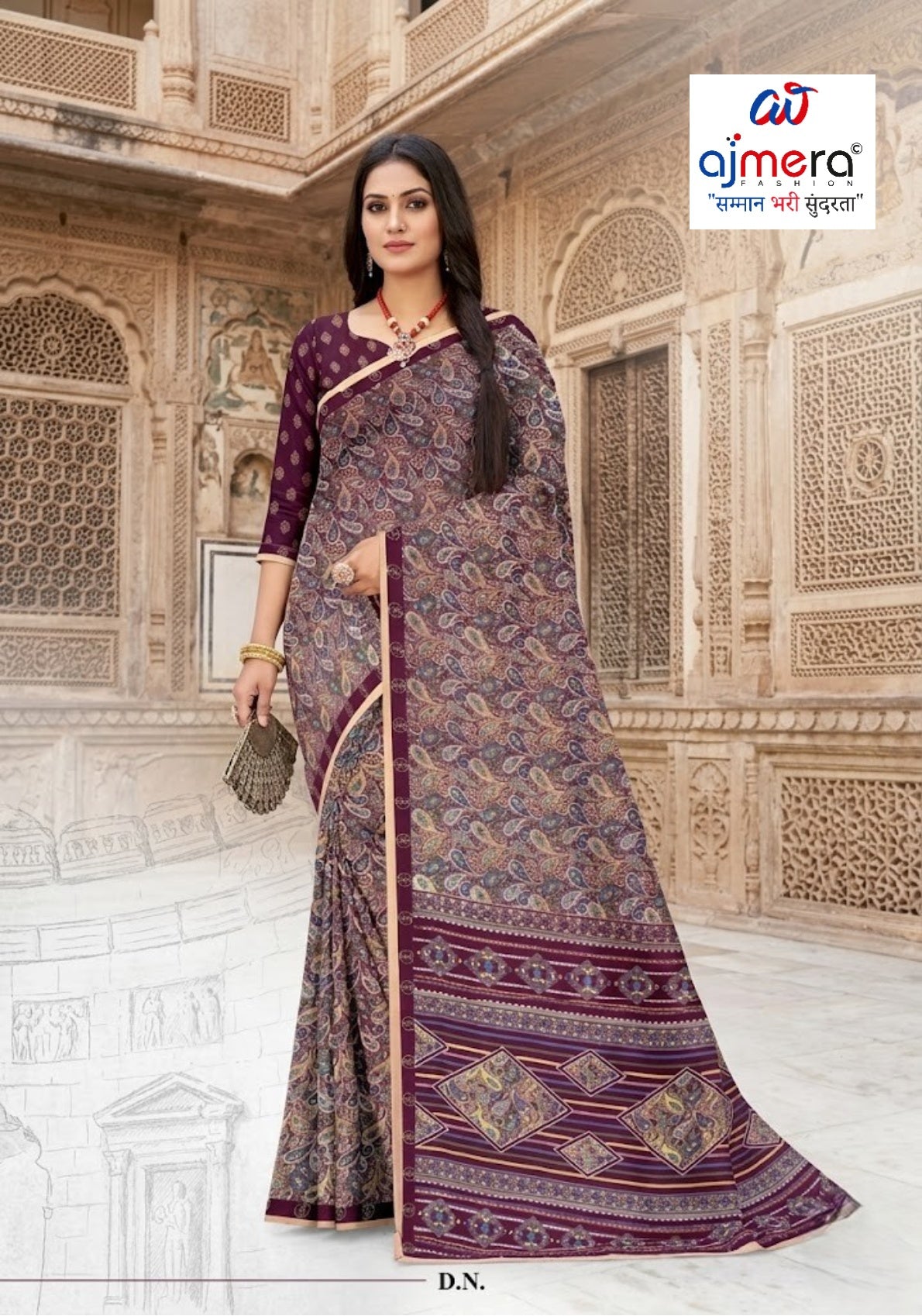 Elegant Printed Saree with Designer Blouse Piece for Festive Wear  | GLC-SILVER GOLD