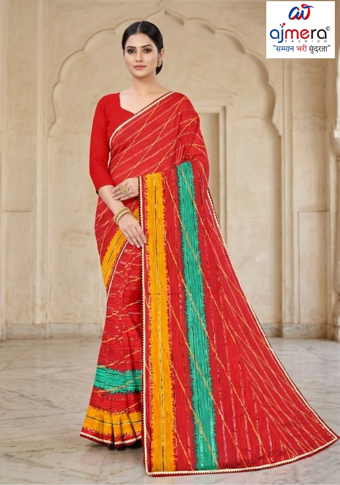 Premium Printed Saree with Matching Blouse Piece for Ethnic Elegance  | CAS-ANOKHEE