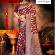 Traditional Rapier Silk Matching Saree With Blouse Piece | SOJ-HEENA LINEN