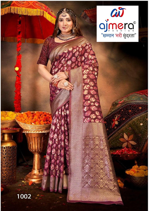 Traditional Rapier Silk Matching Saree With Blouse Piece | SOJ-HEENA LINEN