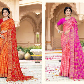 Classic Printed Saree with Blouse Piece for Timeless Traditional Style  | JS-MITWA