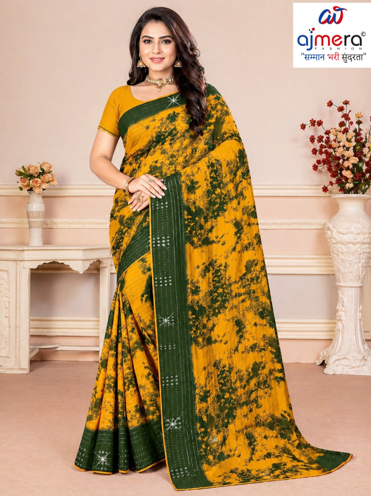 Graceful Printed Saree with Blouse Piece for Modern Ethnic Fashion  | CAS-BHAGYA SHREE
