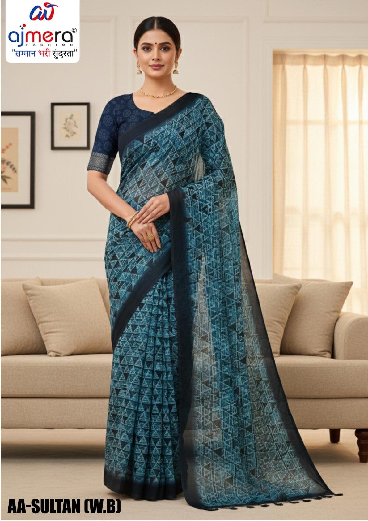 Ranial Print Loose Saree with Blouse for Premium Ethnic and Traditional Wear | AA-SULTAN{W.B}