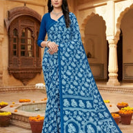 Printed Print Loose Saree with Blouse for Premium Ethnic and Traditional Wear | SGR-RENIYAL CRAPE