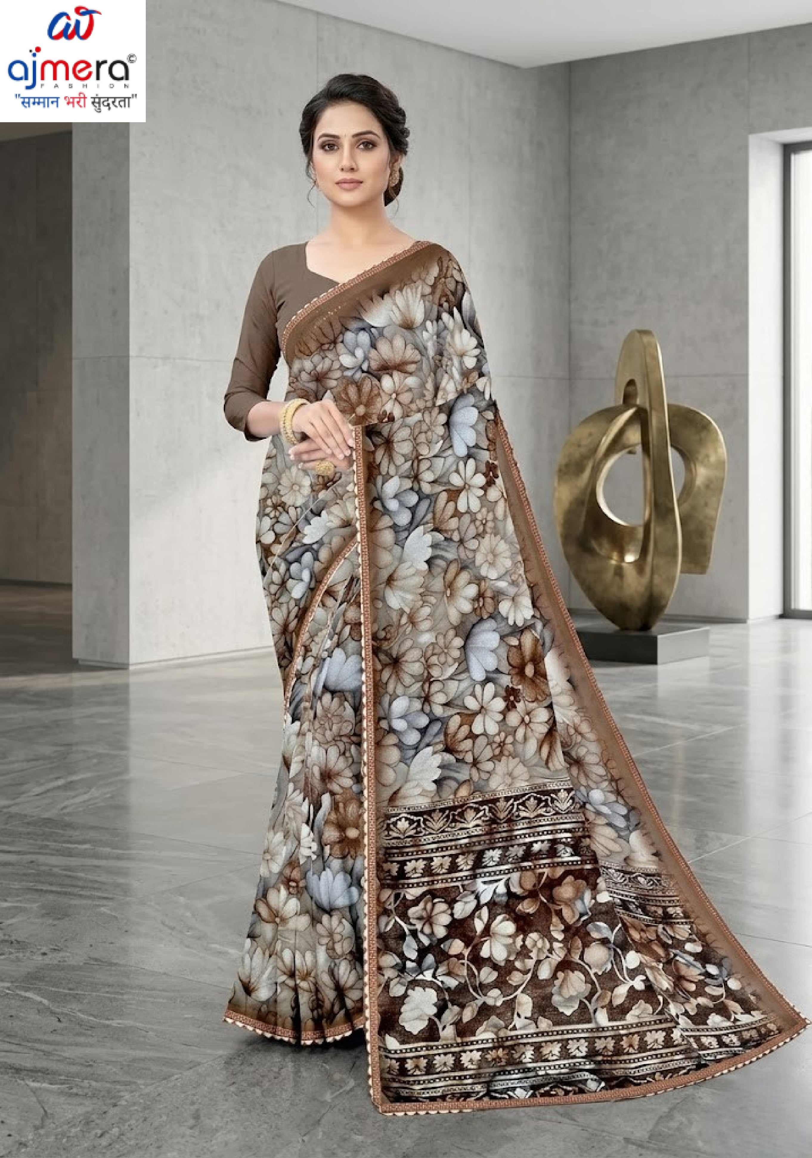 Weightless Print Loose Saree with Blouse for Premium Ethnic and Traditional Wear | CAS-DELHI SWEET
