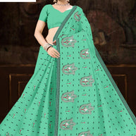 Printed Cotton Saree with Without Blouse for Premium Ethnic and Traditional Wear | PJA-BINDAAS