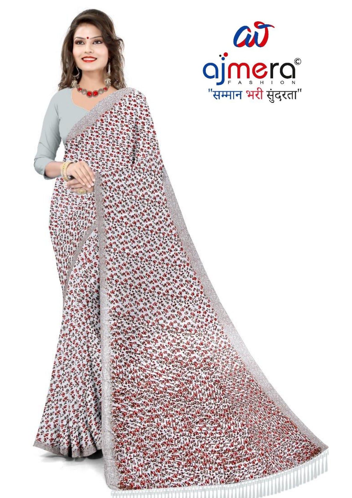 Vichitra Print Loose Saree without Blouse for Premium Ethnic and Traditional Wear | CAS-TATA SKY