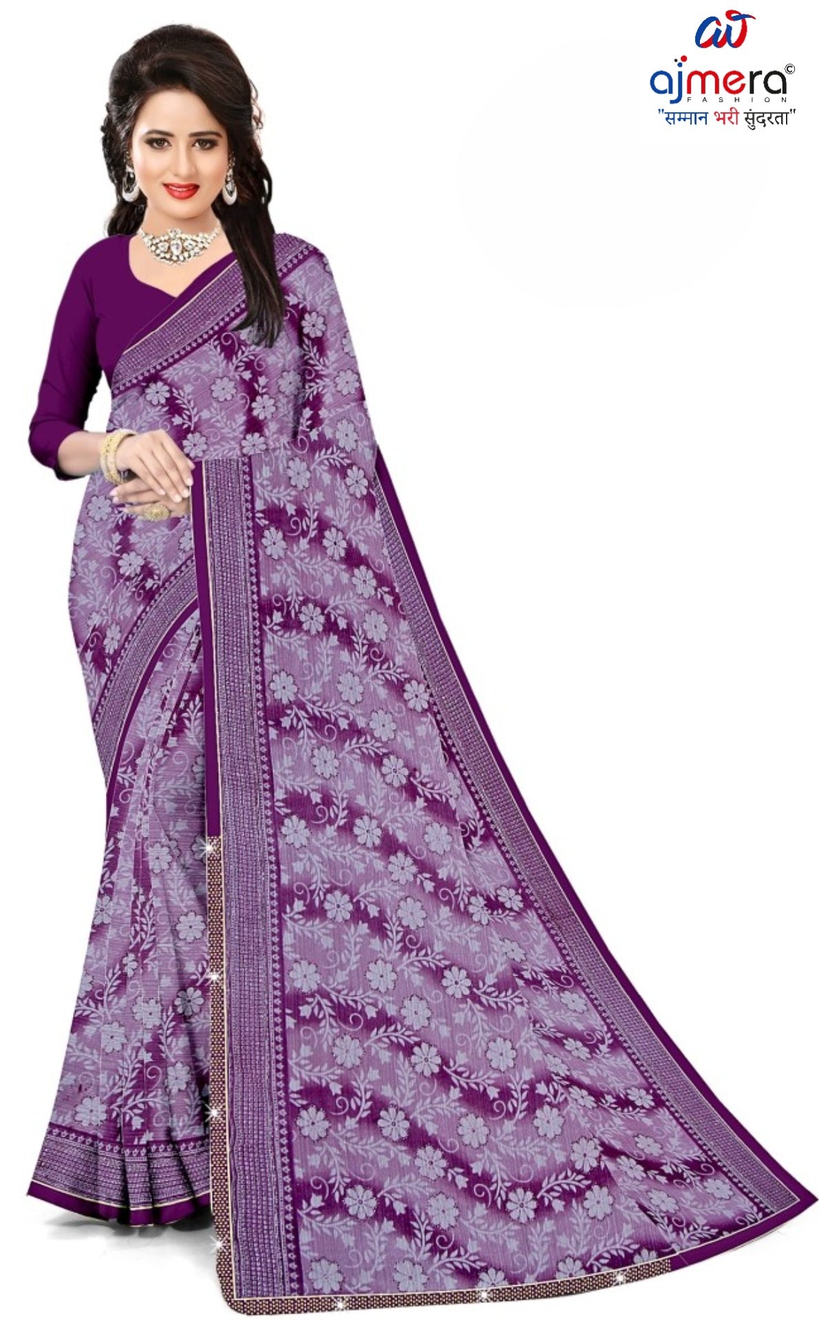 Zomato Print Loose Saree with Blouse for Premium Ethnic and Traditional Wear | CAS-GALAXY